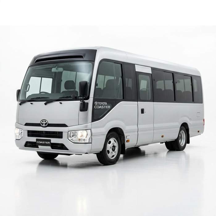 Coaster Luxury Minibus — Black minibus available for group rental in Lahore